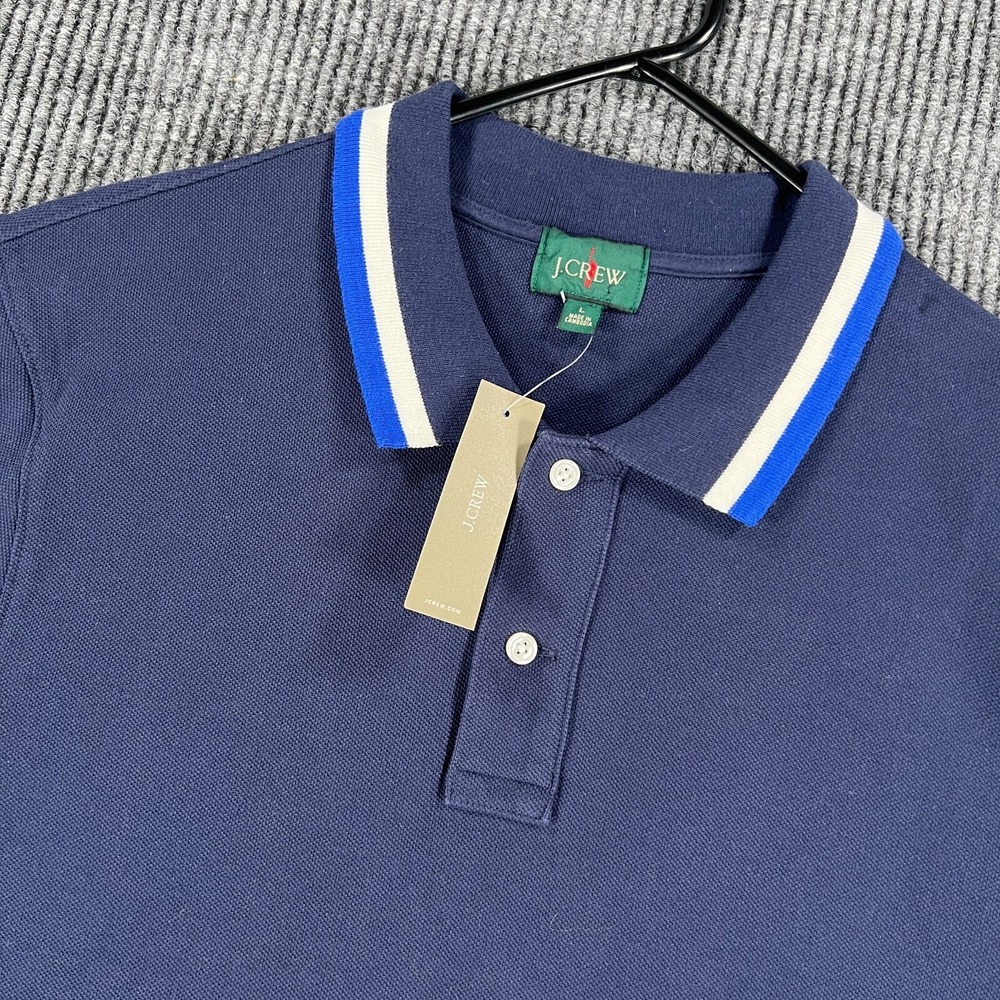 J.Crew Oarsman Polo Shirt Mens Large Blue Short Sleeve Casual Outdoor Golf New